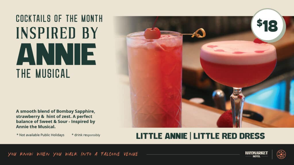 Annie the Musical cocktail promo