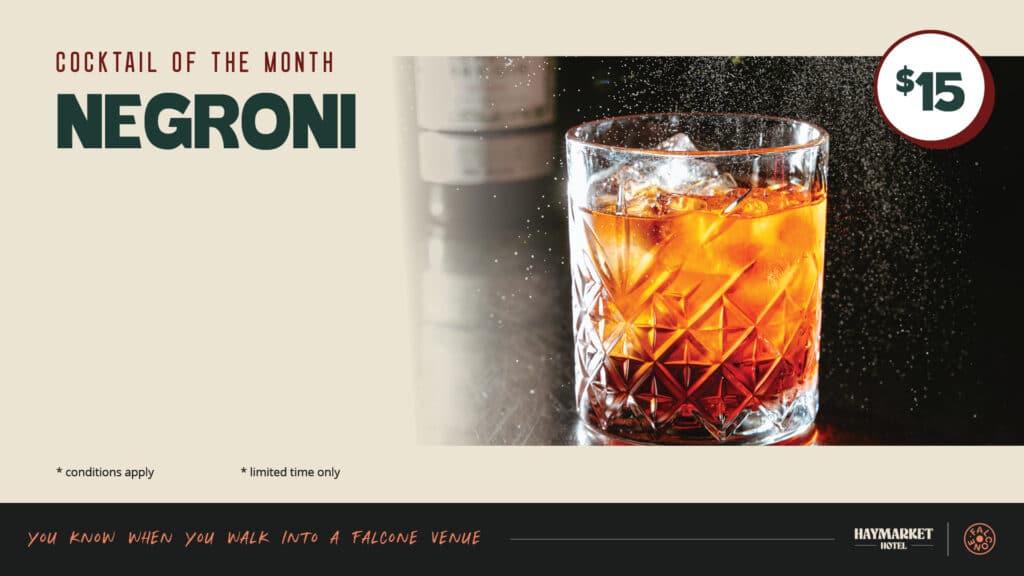 Negroni cocktail of the month promo